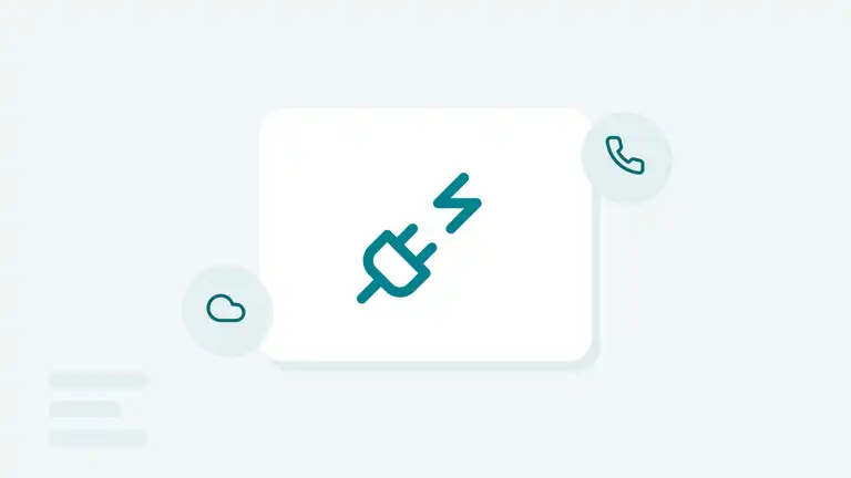 Une prise électrique avec un éclair, entourée d'un téléphone et d'un nuage, la migration de Numéris vers la téléphonie VoIP (illustration)