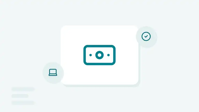 Un billet de banque entouré d'une coche et d'un ordinateur portable, l'aide Kap TPE pour financer son informatique (illustration)